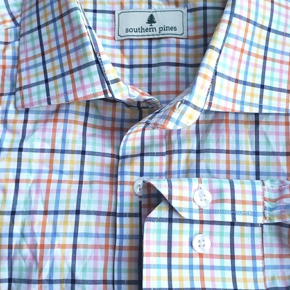 Southern Pines Multi Color Plaid Button Front Shirt L